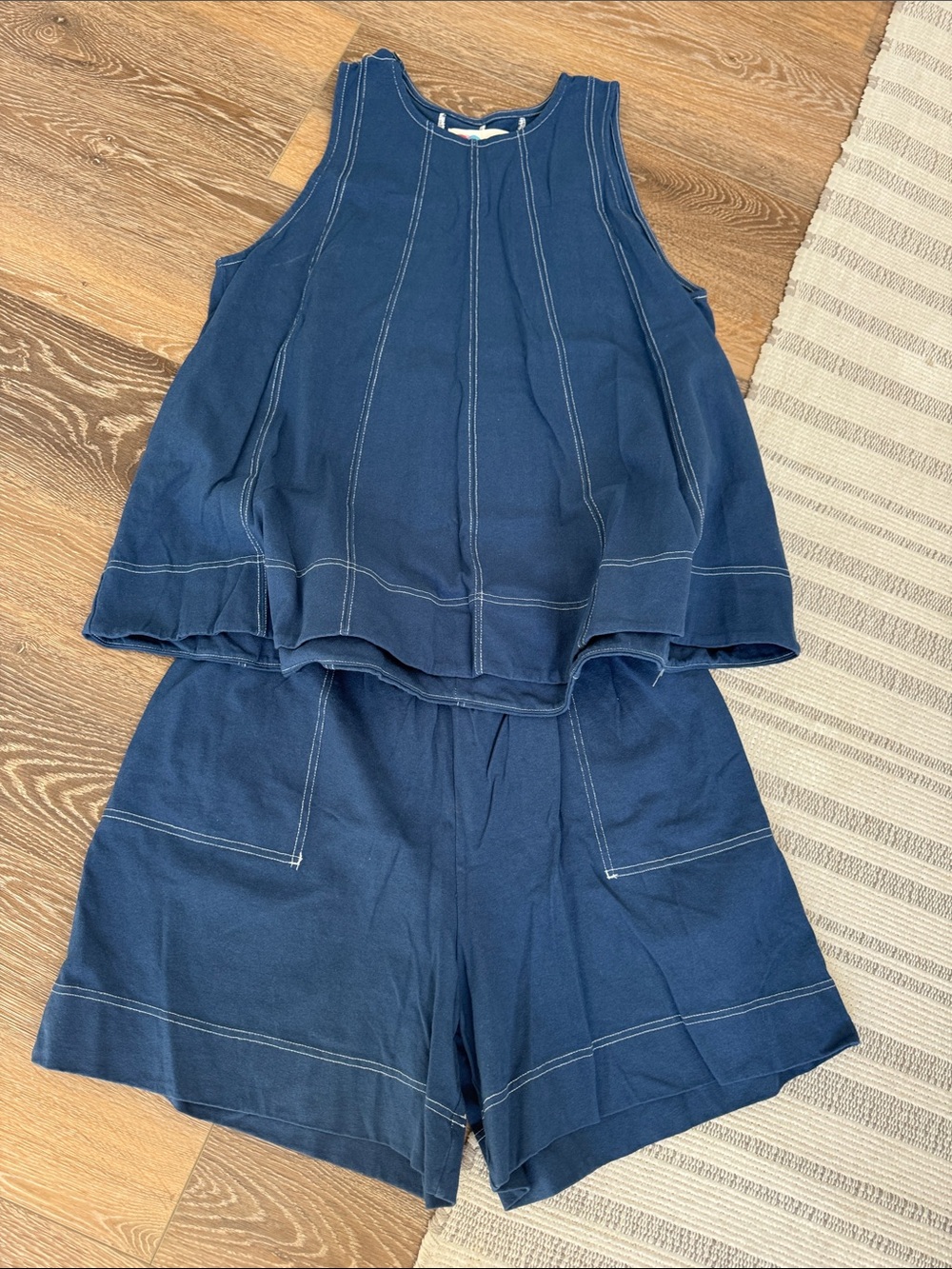 Free People Women's Navy Two-Piece Tank & Shorts Set. Size L